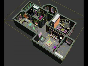 single apartment - aerial view 05 3D Model