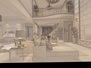 retro complex european living room 1790 3Dモデル