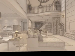retro complex european living room 1790 3D Model
