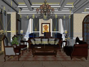 retro simple european living room 5101 3D Model