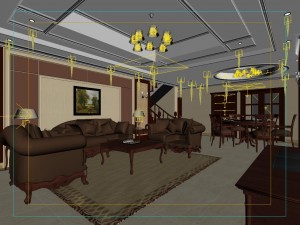retro simple european living room restaurant 1748 3D Model