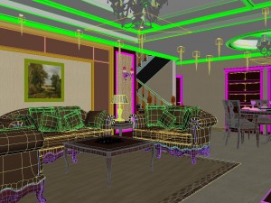 retro simple european living room restaurant 1748 3D Model