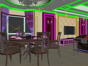 retro simple european living room restaurant 1748 3D Model