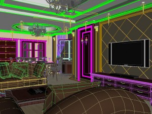retro simple european living room restaurant 1748 3D Model