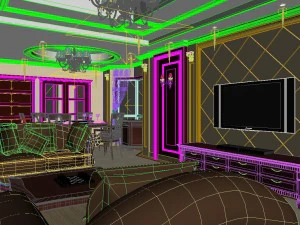 retro simple european living room restaurant 1748 3D Model