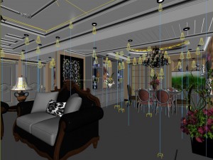 retro simple european living room restaurant 5104 3D Модель