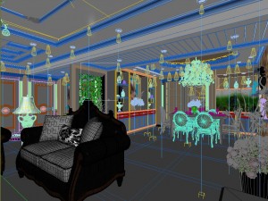 retro simple european living room restaurant 5104 3D Модель