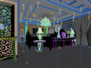 retro simple european living room restaurant 5104 3D Модель