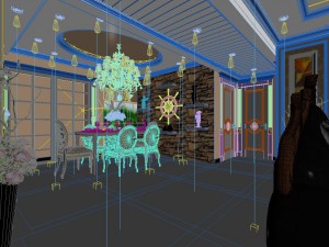 retro simple european living room restaurant 5104 3D Модель