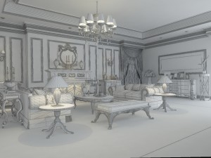 retro european living room 1717 3D Model