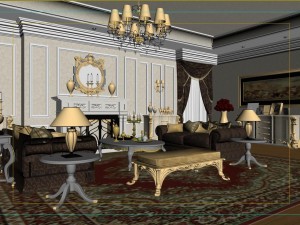 retro european living room 1717 3D Model