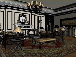 retro european living room 1717 3D Model