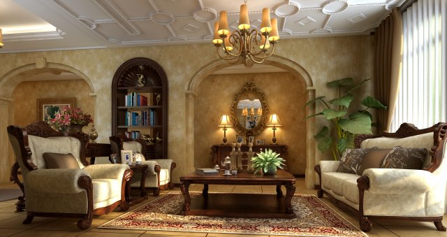 retro european living room 1729 Modèle 3D .c4d .max .obj .3ds .fbx .stl .blend