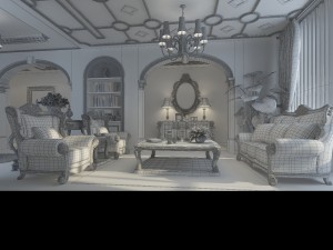 retro european living room 1729 Modèle 3D