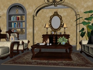 retro european living room 1729 Modèle 3D