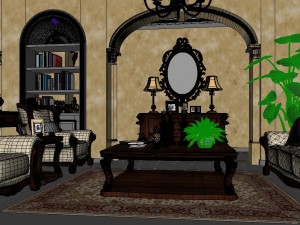 retro european living room 1729 Modèle 3D