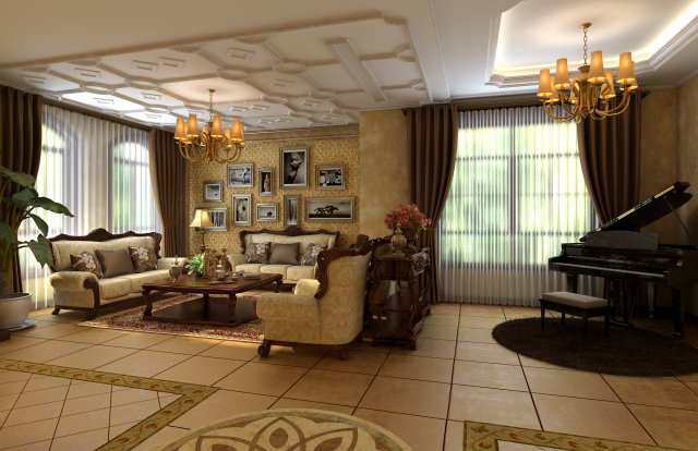retro european living room 1730 3D Модель .c4d .max .obj .3ds .fbx .stl .blend 