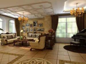 복고풍 유럽 거실 1730 3D 모델