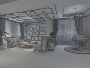 retro european living room 1730 3D Модель