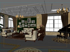 retro european living room 1730 3D Модель