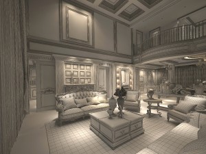 retro european living room 1825 3D Model