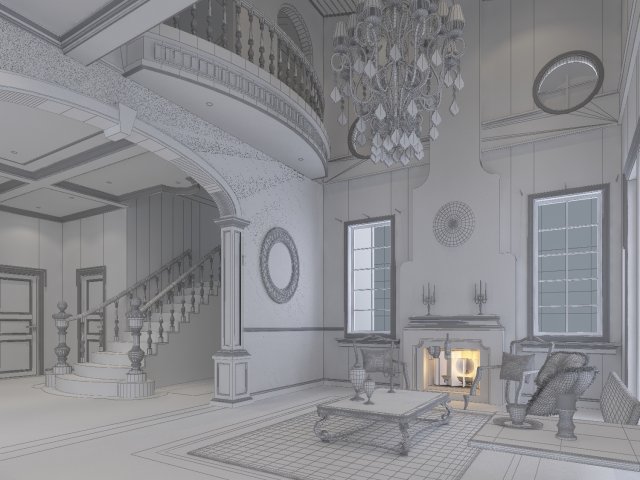retro european living room 5157 Model 3D .c4d .max .obj .3ds .fbx .stl .blend 