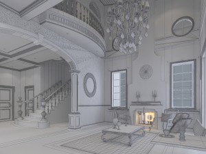 retro european living room 5157 Modèle 3D