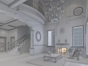 ruang tamu retro eropa 5157 Model 3D