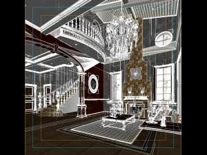 retro european living room 5157 3D Model