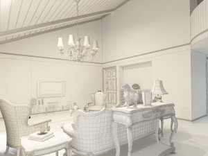retro european living room 5159 Model 3D