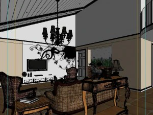 retro european living room 5159 3D Model