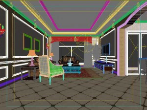 retro european living room 5171 3D Model