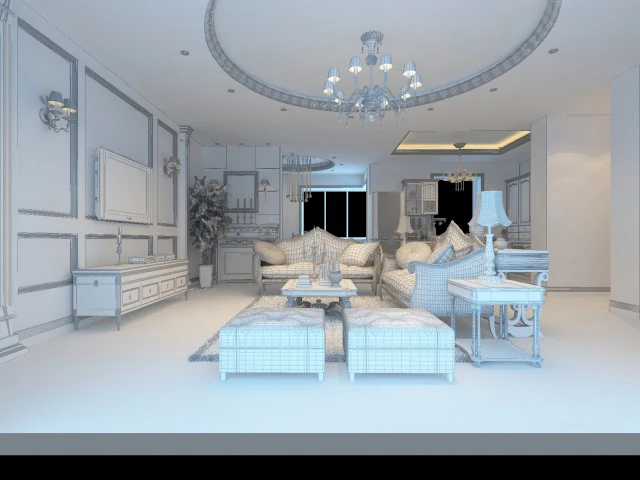 retro european living room restaurant 5130 3D Model .c4d .max .obj .3ds .fbx .stl .blend 