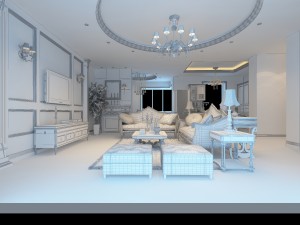 retro european living room restaurant 5130 Modèle 3D