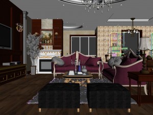 retro european living room restaurant 5130 Modèle 3D