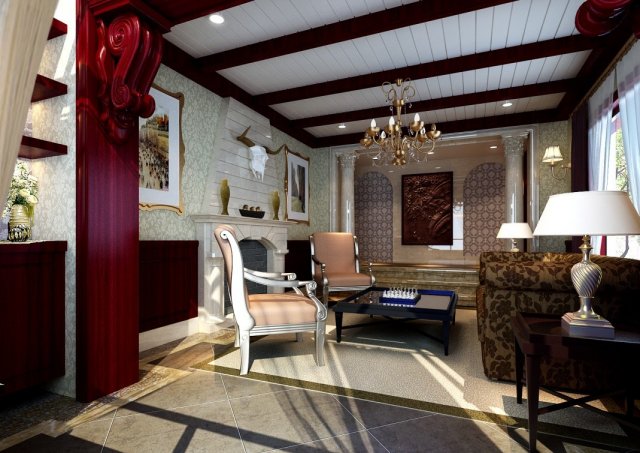 retro fashionable european living room 1785 Model 3D .c4d .max .obj .3ds .fbx .stl .blend 