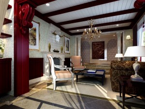 retro fashionable european living room 1785 3Dモデル