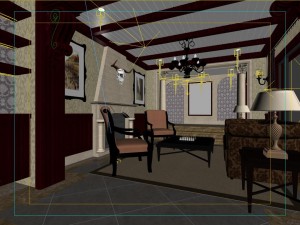 retro fashionable european living room 1785 Model 3D