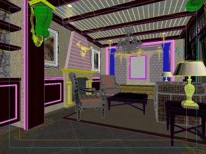 retro fashionable european living room 1785 Model 3D