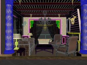 retro fashionable european living room 1785 Model 3D