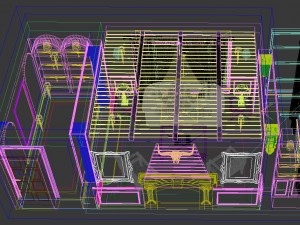 retro fashionable european living room 1785 Model 3D