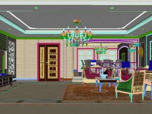 retro fashionable european living room dining room 5133 Model 3D