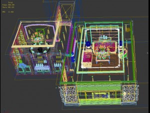 retro fashionable european living room dining room 5133 Model 3D