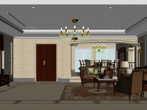 retro fashionable european living room dining room 5133 Model 3D