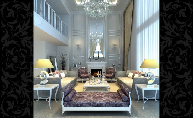 double - style high - end european living room 1720 Modello 3D .c4d .max .obj .3ds .fbx .stl .blend 