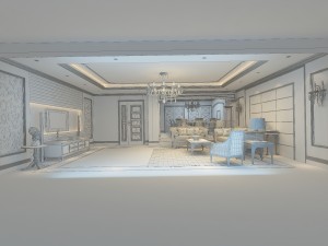 double - style high - end european living room 1720 Modello 3D