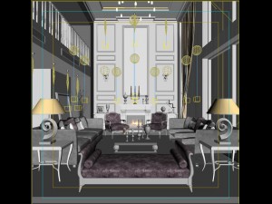 double - style high - end european living room 1720 Modello 3D