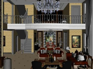 duplex stylish european living room 5142 3D Model