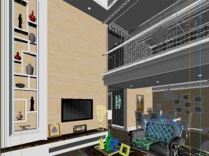 luxurious retro duplex european living room 5118 3D Model