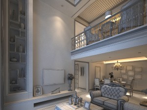 luxurious retro duplex european living room 5118 3D Model